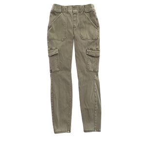 SPANX Stretch Twill Ankle Cargo Pant Women's Medium Petite Green Pockets #20311Q